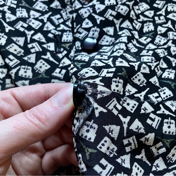 Vintage romper by LA City Paris size 40 black and white eiffle tower print - Picture 4 of 6